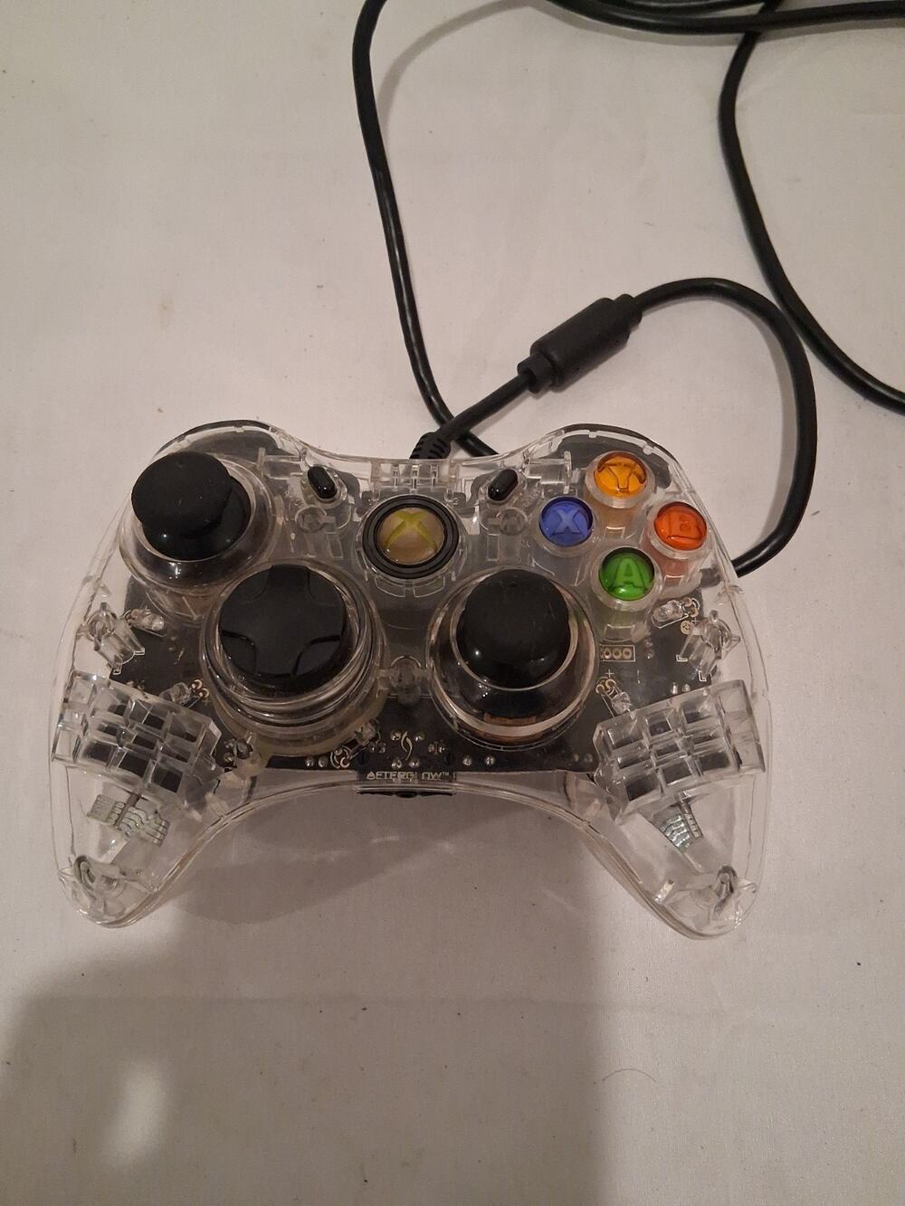 PDP Afterglow Xbox 360 Wired Controller Clear Transparent LED Model PL-3702